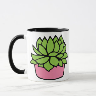Niedliches Sukkulent in Pink Pot Illustration Tasse