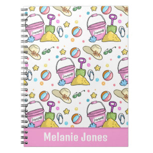 Niedliches Summer Beach Doodles Muster Personalisi Notizblock