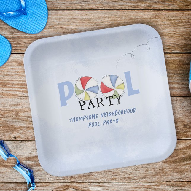 Niedliches Summer Pool Party Beach Custom Pappteller (Summer Pool Party Paper Plates)