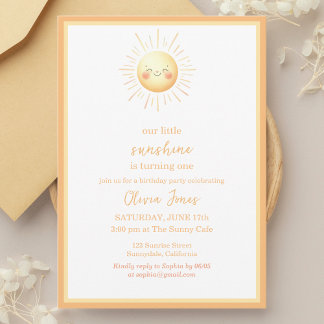 Niedliches Sunshine Orange und Gelbboho 1. Geburts Einladung