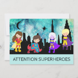 *~* Niedliches SUPERHEROS Kindergeburtstag Party Einladung