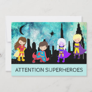 *~* Niedliches SUPERHEROS Kindergeburtstag Party Einladung