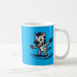 Niedliches Surfing-Zebra Lustiges Tier Strand Somm Kaffeetasse