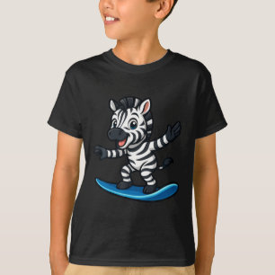 Niedliches Surfing-Zebra Lustiges Tier Strand Somm T-Shirt