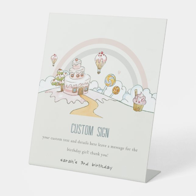 Niedliches Sweet Time Candy Land Birthday Custom P Sockelschild (Vorderseite)