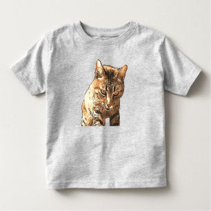 Niedliches Tabby Cat Black Kontur Art Kleinkind T-shirt