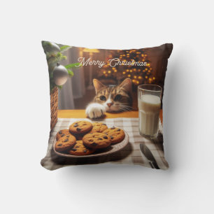 Niedliches Tabby Cat Erlernen von Cookies Weihnach Kissen