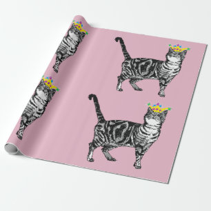 Niedliches Tabby Tee Queen Pink Frische Kunst Geschenkpapier