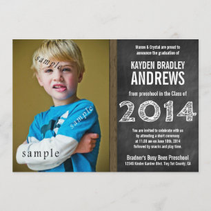 Niedliches Tafel-Vorschule-Abschluss-Foto 2014 Einladung