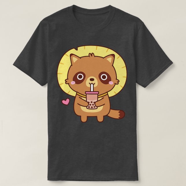 Niedliches Tanuki mit Strohhut Lieben Bubble Tee (Design vorne)