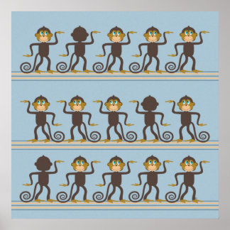 Niedliches Tanzsafari-Muster, Kinderzimmer Poster