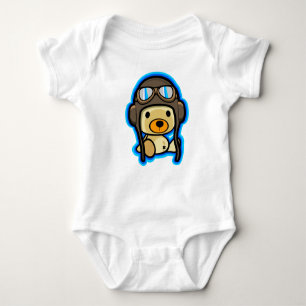 Niedliches tapferes Teddybärnpilotbaby Baby Strampler