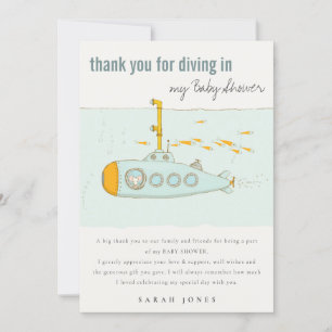 Niedliches Tauchen in Unterwasser-U-Boot-Kinderdus Dankeskarte