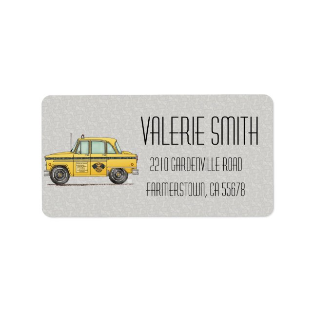 Niedliches Taxi Adressaufkleber (Vorne)