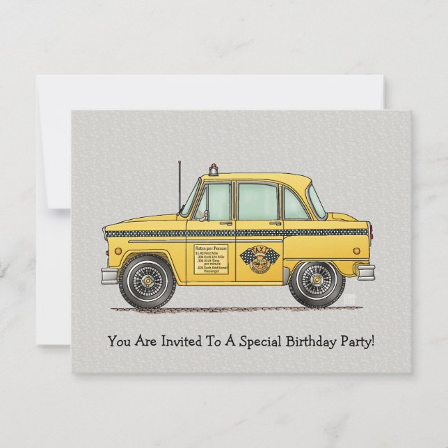 Niedliches Taxi-Fahrerhaus Einladung (Vorderseite)