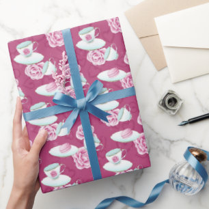Niedliches Teacup und Blume Muster Party Packung Geschenkpapier
