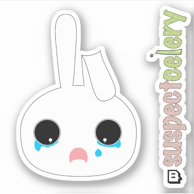 Niedliches Teary-Mit Augen Bunny Emote + SuspectCe Aufkleber (Vorderseite)