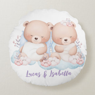 Niedliches Teddy Bär Baby Dusche Party Mädchen Rundes Kissen