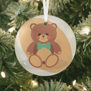 Niedliches Teddy Bär Glas Ornament mit Bow Krawatt Ornament Aus Glas
