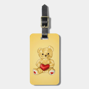 Niedliches Teddy Bär Holding Herz - Adorable Plush Gepäckanhänger
