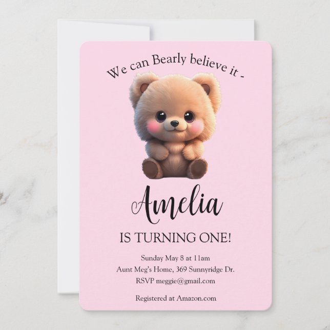 Niedliches Teddy Bären-Girl 1. Geburtstag (Vorderseite)