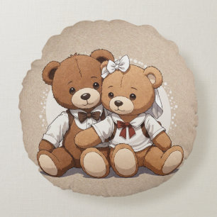 Niedliches Teddy Bären-Kissen für Kinder Rundes Kissen