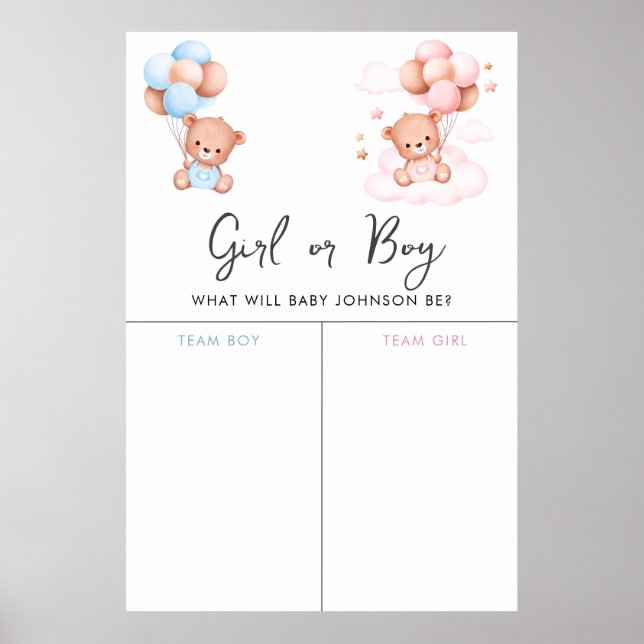 Niedliches Teddy Bear Dreamy Cub Gender Voting Sig Poster (Vorne)