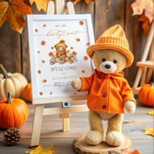 Niedliches Teddy Bear & Pumpkins Baby Dusche Willk Poster