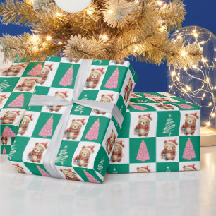 Niedliches Teddy Bear Santa Merry Weihnachtsbaum P Geschenkpapier