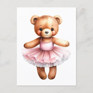 Niedliches Teddybär Ballerina Tanzballet Feiertagspostkarte