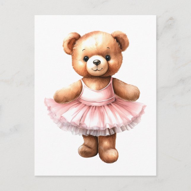 Niedliches Teddybär Ballerina Tanzballet Feiertagspostkarte (Vorderseite)