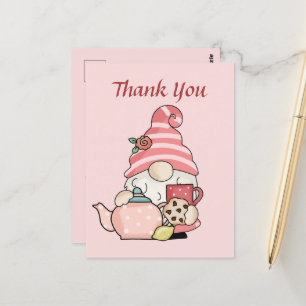 Niedliches Teehaus danke gnome Postcard Postkarte