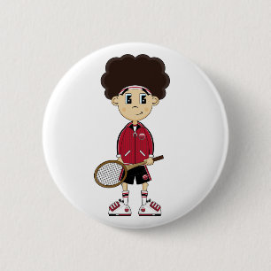 Niedliches Tennis-Jungen-Abzeichen Button