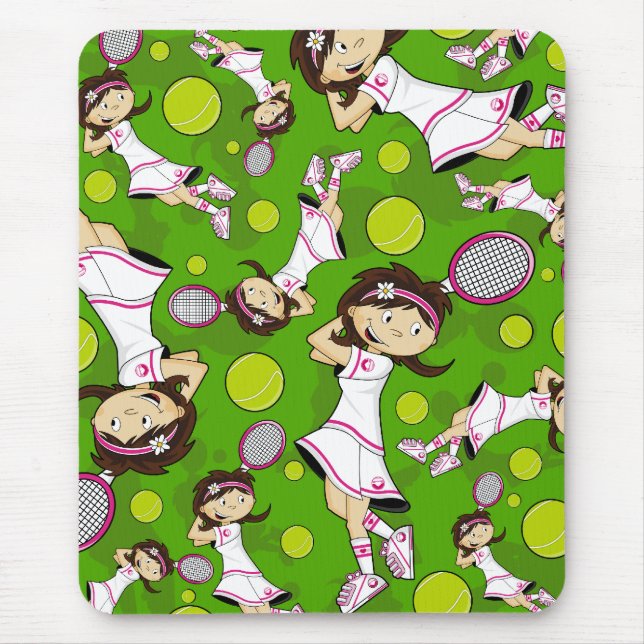 Niedliches Tennis-Mädchen Mousepad (Vorne)