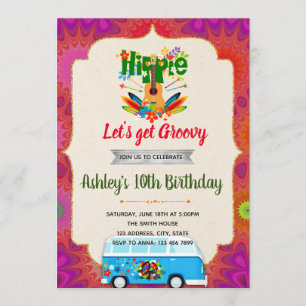 Niedliches Thema der 60er Jahre Einladung