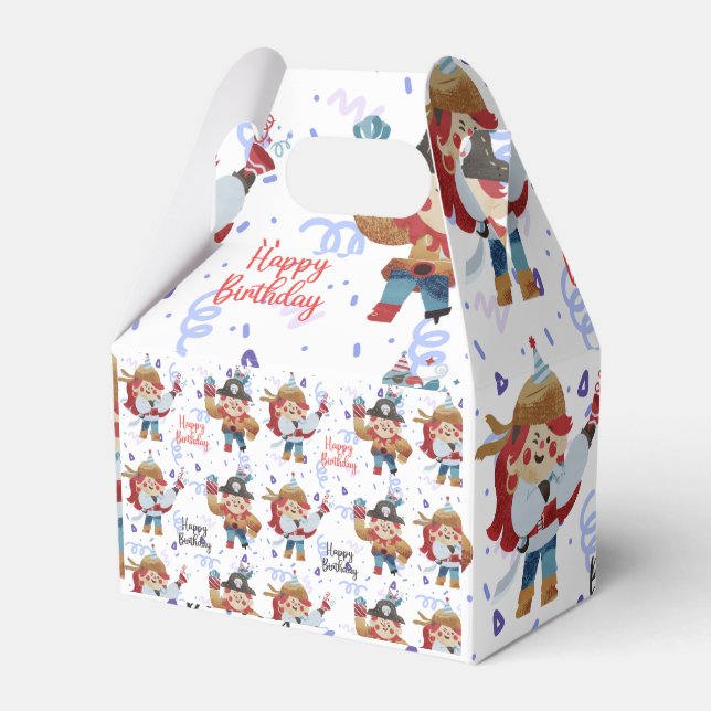 Niedliches Thema für blaue und rote Piraten Geschenkschachtel (Vorderseite)