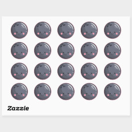 Niedliches Thema Kawaii Bowling Ball Personalisier Runder Aufkleber