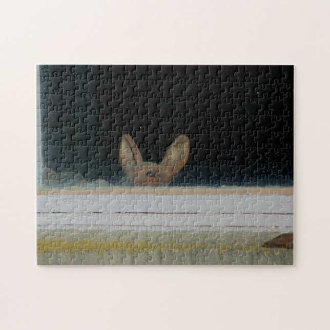 Niedliches Thru-Fenster mit der Statue Peeking Thr Puzzle (Horizontal)