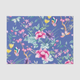 Niedliches Tiefblaues Floral- und Schmetterlingsmu Seidenpapier