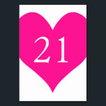 Niedliches tiefrosa Herzstück Tischnummer<br><div class="desc">Einfache niedliche Herzform in einem tiefen Rosa mit weißer Tischnummer für Ihre Hochzeit.</div>