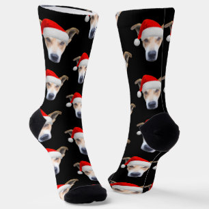 Niedliches Tier Foto Muster Schwarz Weihnachten Socken