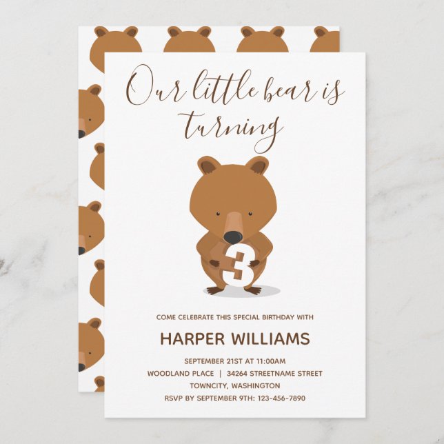 Niedliches Tier Geburtstag Einladung (Vorne/Hinten)