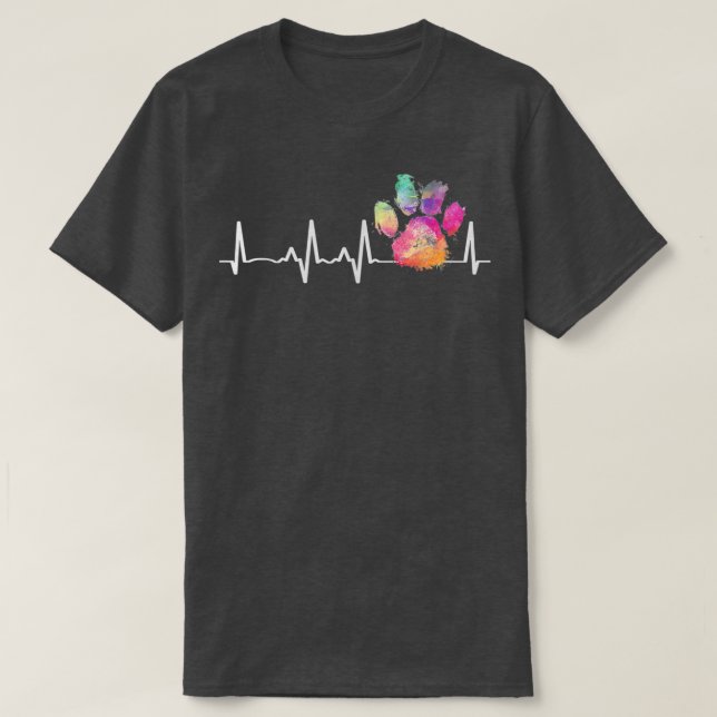 Niedliches Tierarztgeschenk Rainbow Paw Print Hear T-Shirt (Design vorne)