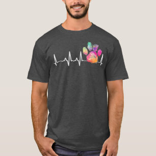Niedliches Tierarztgeschenk Rainbow Paw Print Hear T-Shirt