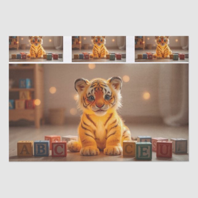 Niedliches Tiger Cub Dekoupage Tissue Paper Seidenpapier (Vorderseite)