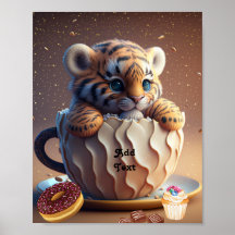 Niedliches Tiger Cube in einer Tasse Personalisier