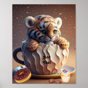 Niedliches Tiger Cube in einer Tasse Personalisier Poster