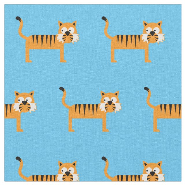 Niedliches Tiger Kid Baby Kinderzimmer Light Blue  Stoff (Nahaufnahme)