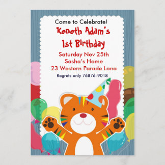 Niedliches Tiger - Kindergeburtstag Party Einladun Einladung