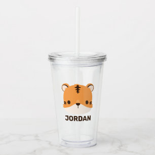 Niedliches Tiger mit Personalisiertem Namen Acryltrinkbecher